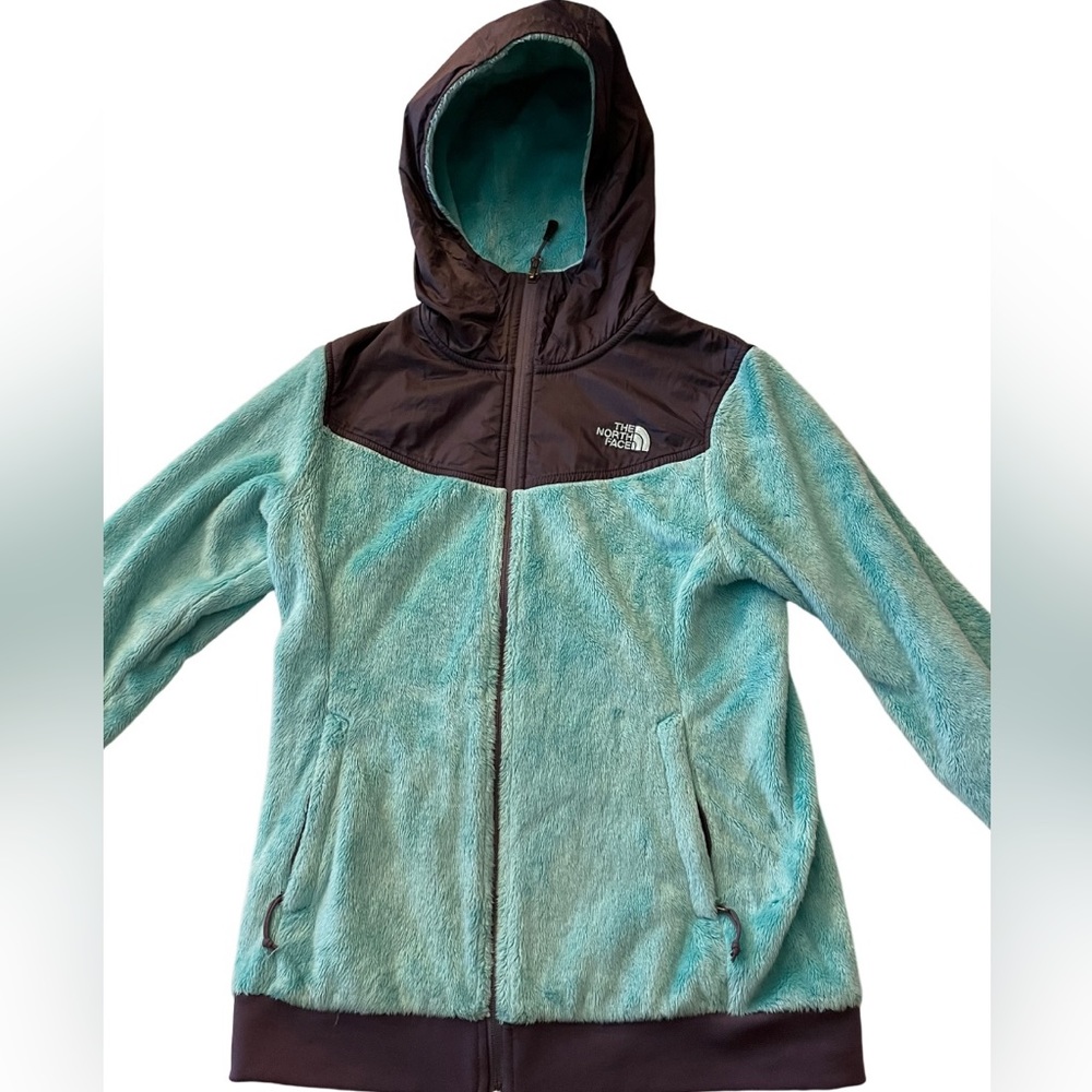 THE NORTH FACE Teal & Black Oso Hooded Fleece Zip Up Jacket